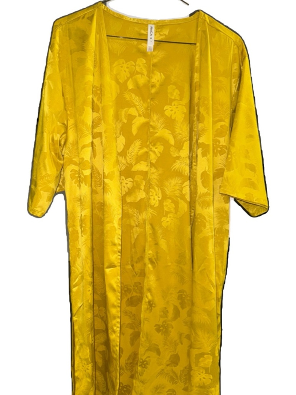 RVCA Yellow Floral Jacquard Swim Coverup Kimono